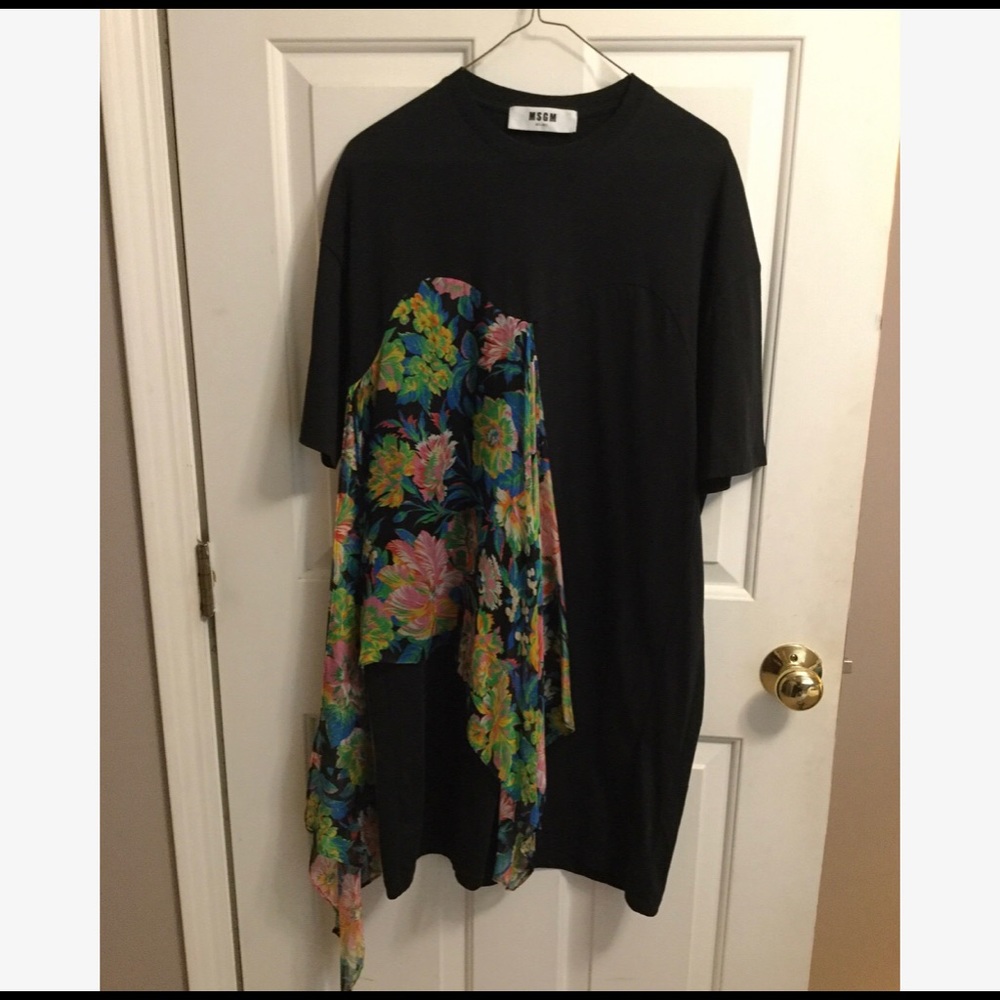 MSGM T-shirt Dress with Floral Detail